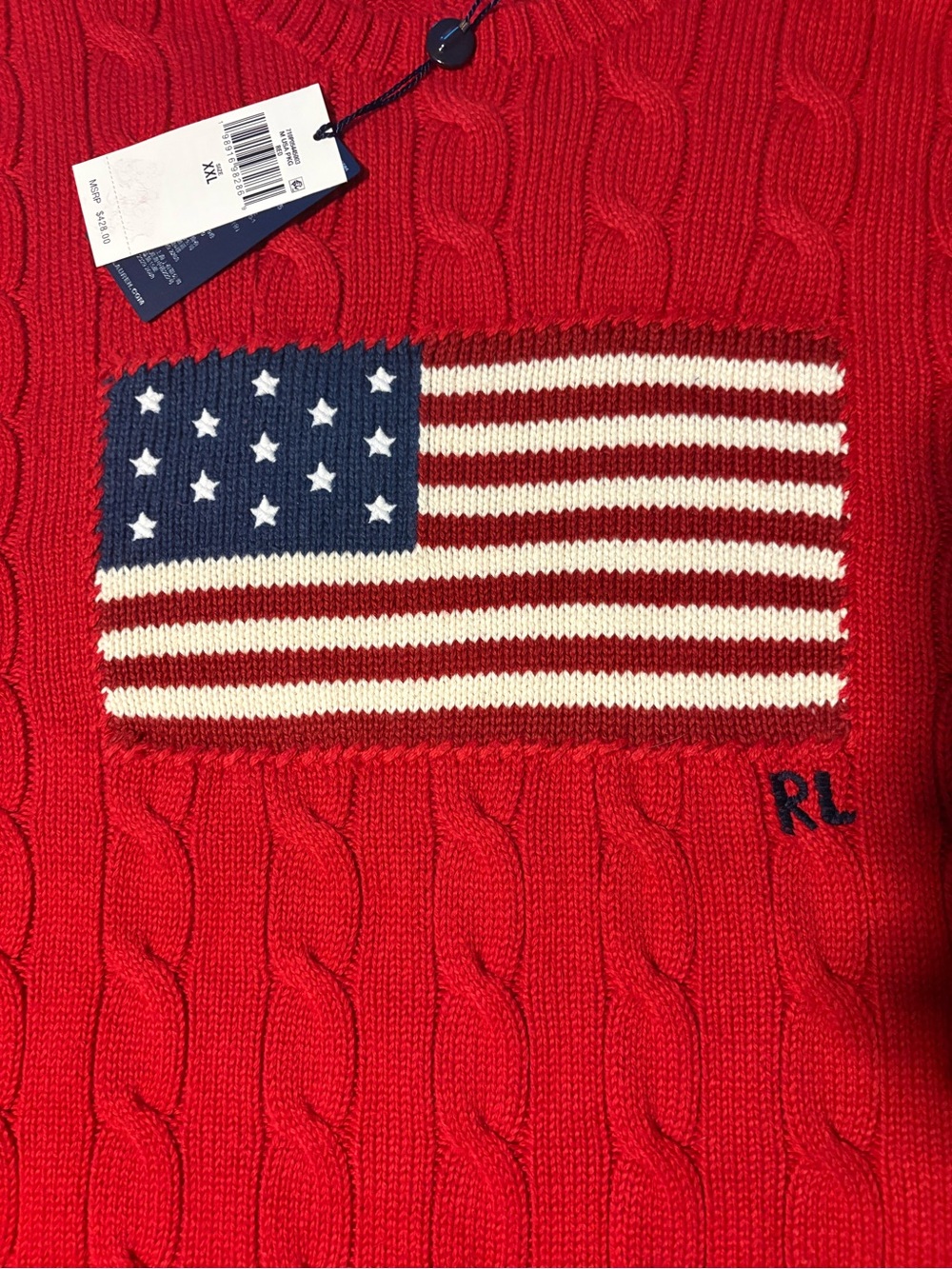 Polo by Ralph Lauren Limited Edition Men’s Size XXL Red US flag Knit Sweater NWT - Picture 7 of 12